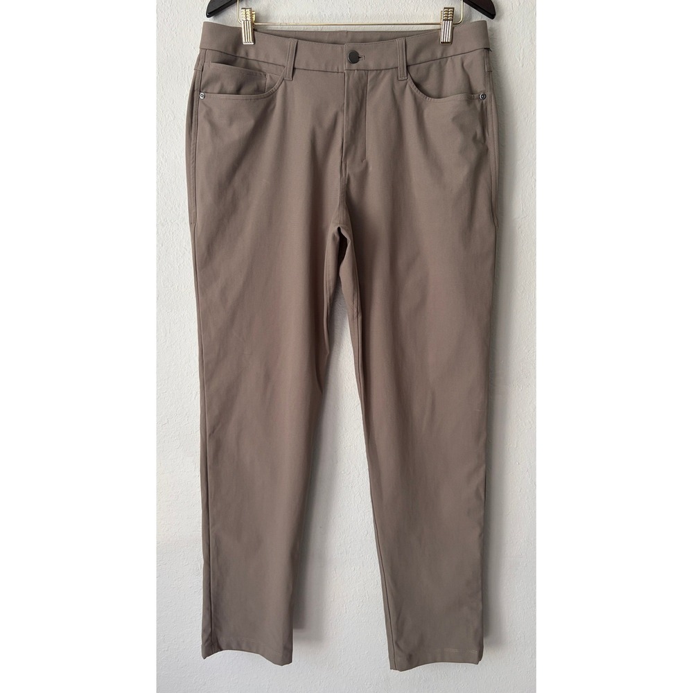 Lululemon Mens Commission Slim-Fit Warpstreme Pant 33 Khaki Brown Chino NWOT